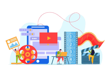 animation motion design flat background with team working computer creating animated video vector illustration 1 19