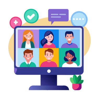 computer screen with people communicating video vector illustration 19