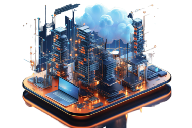 hand man holding tablet computer with virtual city hologram hud business interface concept 19